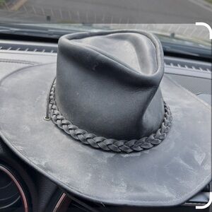 Men's Charcoal Leather Western Hat